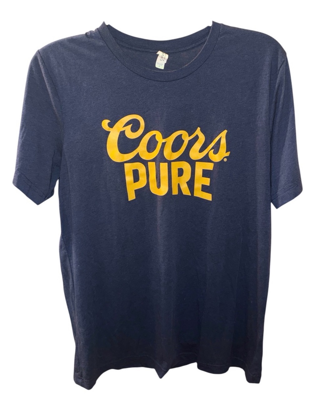 Bella Canvas Navy Tee with Yellow Coors Pure Logo